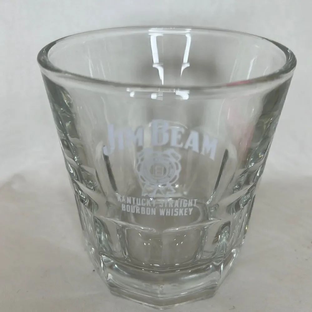 Jim Beam 8 Oz Rocks Glass 3 1/4 Round 3 3/4 Tall Kentucky Bourbon Whiskey